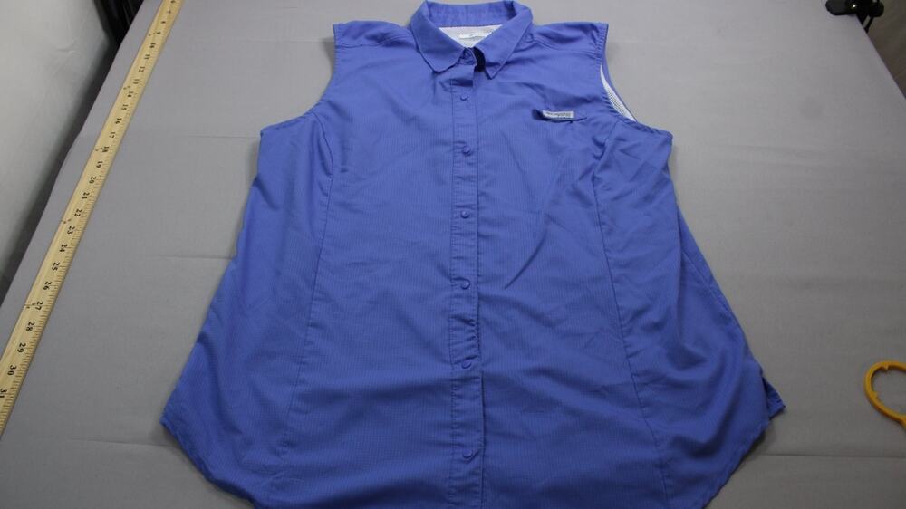 Columbia Womens Sleeveless Fishing Shirt PFG Tamiami XL Blue Shell: Vented